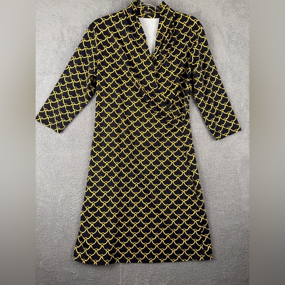 J McLaughlin black and yellow faux wrap dress size large